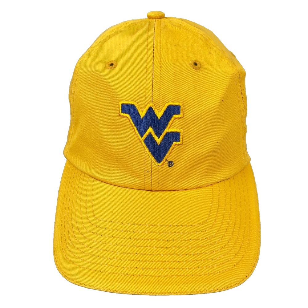 West Virginia Mountaineers Hat Cap Strap Back Yellow Blue Plain Logo Dad WVU VTG